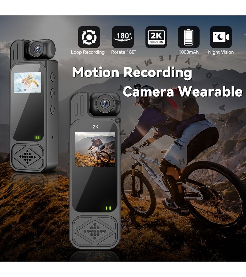 Body Camera Y9-with 128GB memory card Wearable Portable Infrared Night Vision Motion Detection 180-Degree Lens Adjustment Compact Camera for Sports Cycling Fishing Events - Image 5