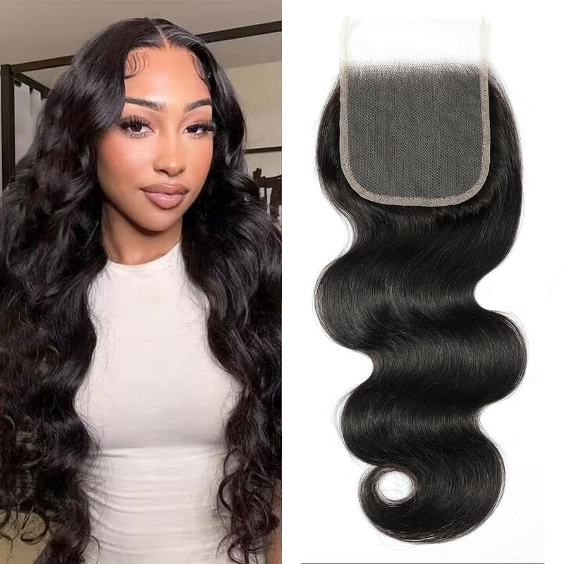 Selina Lace Closure Brazilian Virgin Body Wave Closure Free Part Lace Closure 4X4 Unprocessed Human Hair Natural Black Color 16 Inch