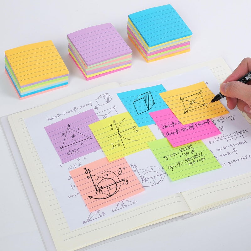 HCTBN (24 Pack) Lined Sticky Notes 3x3 in Ruled Stickies Super Sticking Power Memo Pads,12 Bright Multi Colors Sticky Notes with Lines Self-Stick Note Pads - Image 4