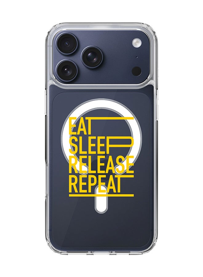 Stylizedd Classic Clear MagSafe Case for iPhone 17 Pro Max , Hybrid Soft Case Flexible Edges Anti Drop TPU PC Gel Thin Transparent Cover [ Designed for iPhone 17 Pro Max ] - Eat Sleep Release Repeat