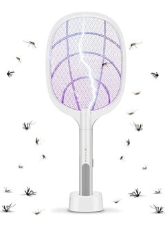 ELTRAZONE Eltrazone Fly Swatter - Electric 3000V 2 in 1 Bug Zapper with 3-Layer Safety Mesh, USB Rechargeable Base, for Indoor Outdoor Use 