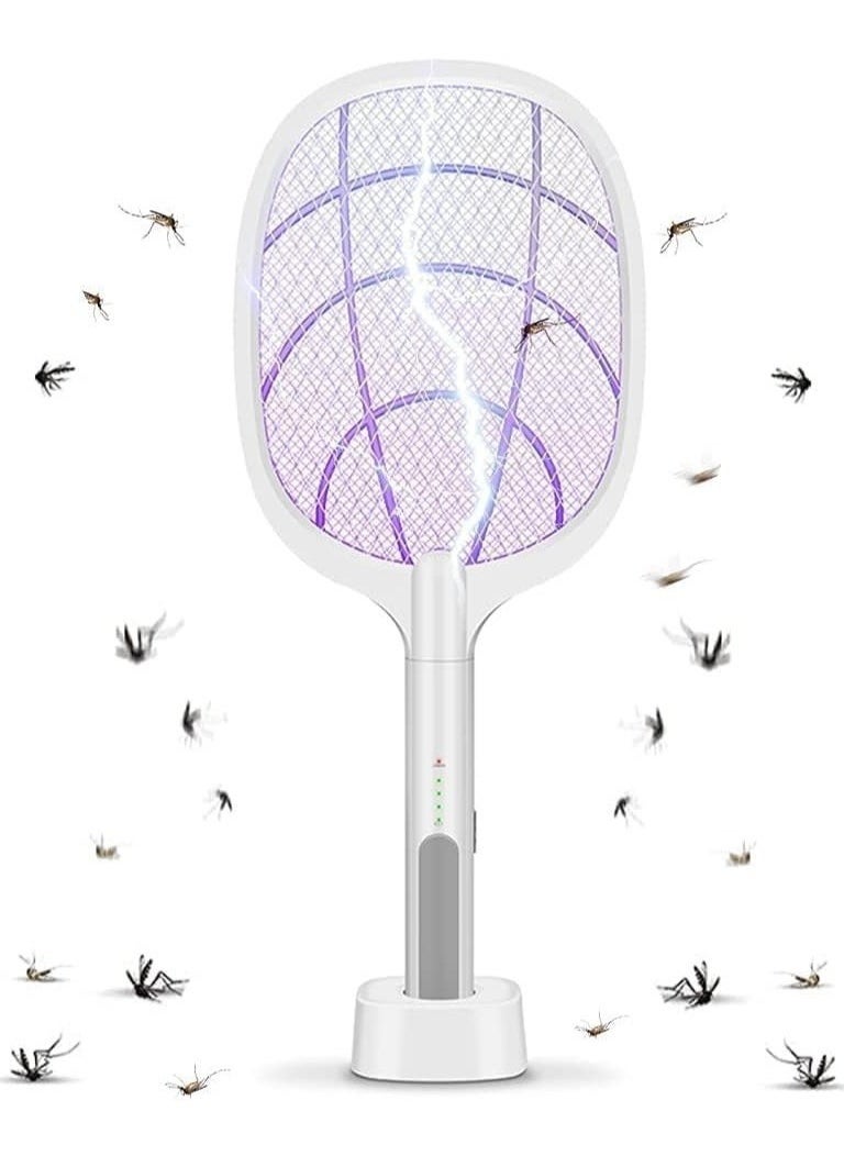 ELTRAZONE Eltrazone Fly Swatter - Electric 3000V 2 in 1 Bug Zapper with 3-Layer Safety Mesh, USB Rechargeable Base, for Indoor Outdoor Use 