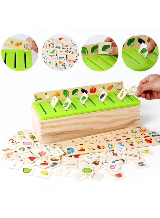 Montessori Educational Knowledge Classification Box Wooden Game Puzzle Sorting and Matching Toys for Toddlers Preschool 1 to 3 Years Multicolor - Image 1
