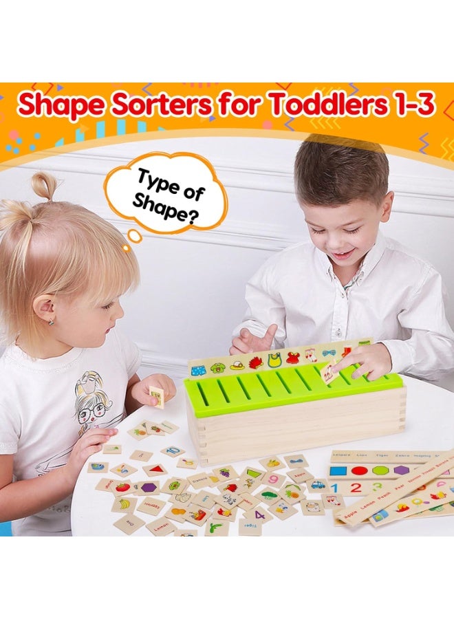 Montessori Educational Knowledge Classification Box Wooden Game Puzzle Sorting and Matching Toys for Toddlers Preschool 1 to 3 Years Multicolor - Image 5