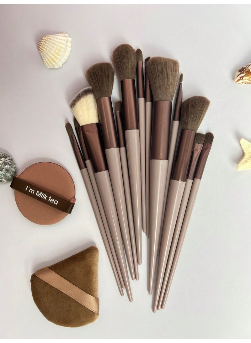 Shein 13-Piece Professional Makeup Brush Set with 2 Sponges – Soft Brushes for Foundation, Concealer, Blush, Powder, Contouring & Eyeshadow – Complete Beauty Tools for Beginners & Pros - Image 3