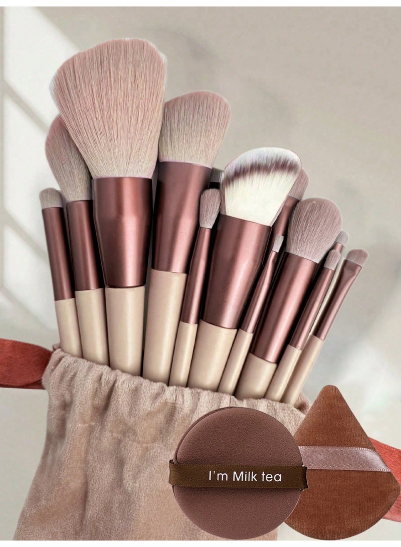 Shein 13-Piece Professional Makeup Brush Set with 2 Sponges – Soft Brushes for Foundation, Concealer, Blush, Powder, Contouring & Eyeshadow – Complete Beauty Tools for Beginners & Pros - Image 1