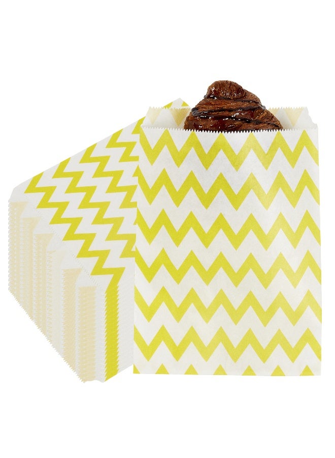 Restaurantware 7 x 5 Inch Cookie Bags, 100 Biodegradable Paper Treat Bags - Use As Party Favors Or Candy Bags, Food Safe, Yellow With Zig Zags Paper Food Bags For Baked Goods, For Buffets Or Parties - Image 2