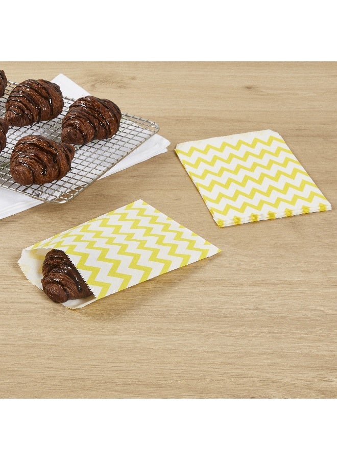 Restaurantware 7 x 5 Inch Cookie Bags, 100 Biodegradable Paper Treat Bags - Use As Party Favors Or Candy Bags, Food Safe, Yellow With Zig Zags Paper Food Bags For Baked Goods, For Buffets Or Parties - Image 3