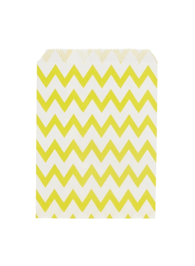 Restaurantware 7 x 5 Inch Cookie Bags, 100 Biodegradable Paper Treat Bags - Use As Party Favors Or Candy Bags, Food Safe, Yellow With Zig Zags Paper Food Bags For Baked Goods, For Buffets Or Parties - Image 1