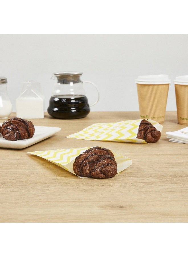 Restaurantware 7 x 5 Inch Cookie Bags, 100 Biodegradable Paper Treat Bags - Use As Party Favors Or Candy Bags, Food Safe, Yellow With Zig Zags Paper Food Bags For Baked Goods, For Buffets Or Parties - Image 5