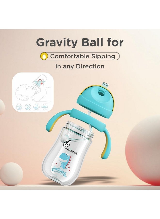 أر فور رابيت زجاجة شرب من R for Rabbit Tritan Dino سعة 320 مل مع شفاطة للأطفال | زجاجة شرب من السيليكون الناعم غير السام بمقبضين | كوب شرب مانع للتسرب للأطفال بعمر 12 شهرًا أو أكثر (أصفر وأزرق) - Image 4