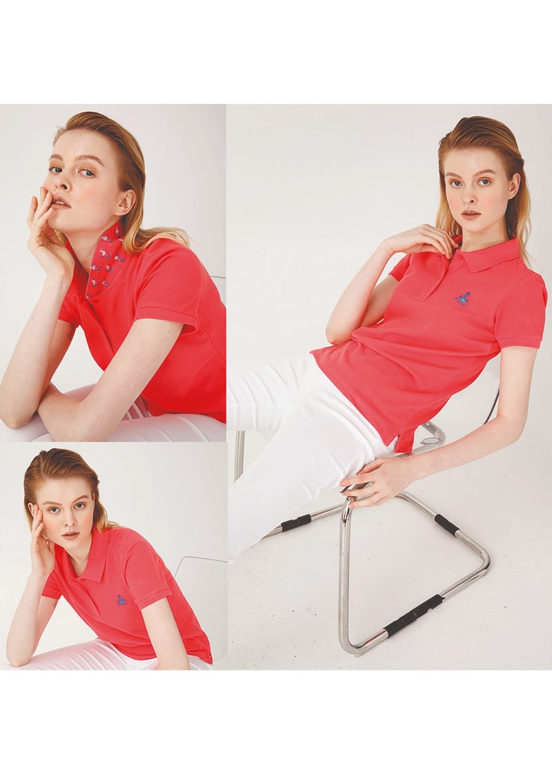 Anemoss - Seagull Pattern Women's Polo Neck T-Shirt, Medium - Image 1