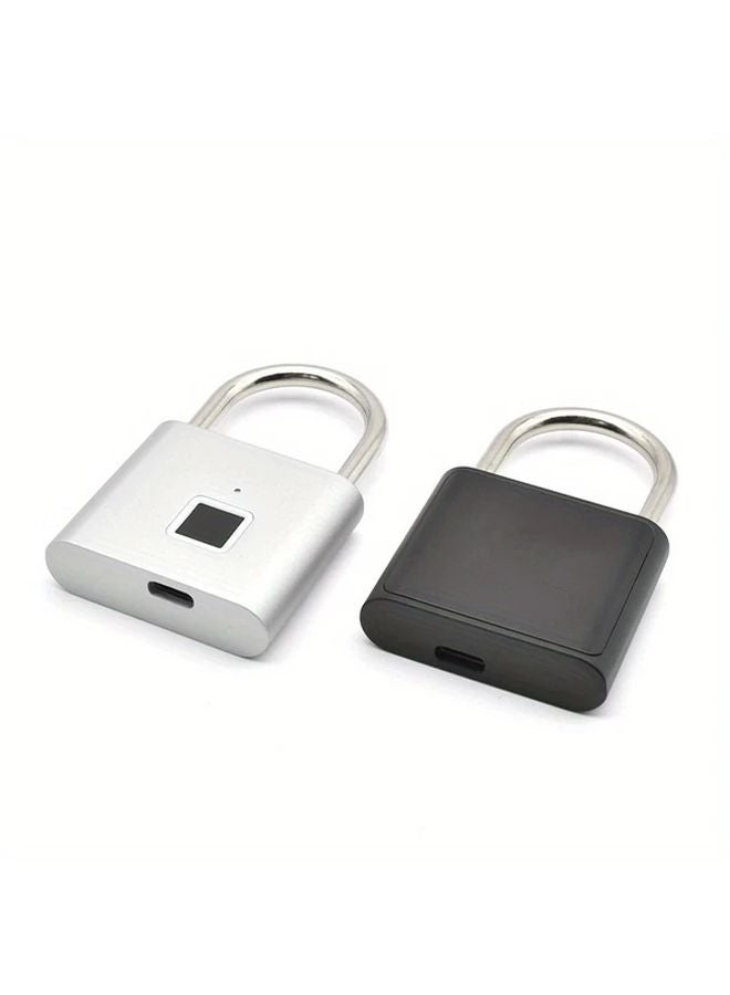 Advanced Biometric Smart Padlock Fingerprint Recognition Zinc Alloy USB Rechargeable Silvery - Image 4