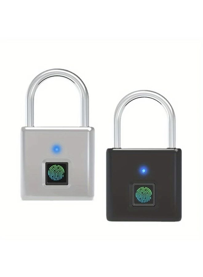 Advanced Biometric Smart Padlock Fingerprint Recognition Zinc Alloy USB Rechargeable Silvery - Image 2