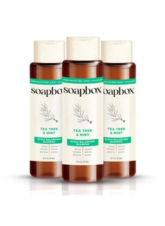 Soapbox Soapbox Shampoo, Vegan & Cruelty Free Hydrating Shampoo with Tea Tree with Shea Butter, Color Safe, Paraben and Sulfate Free All Natural Hair Cleanser, 16oz (Pack of 3) 