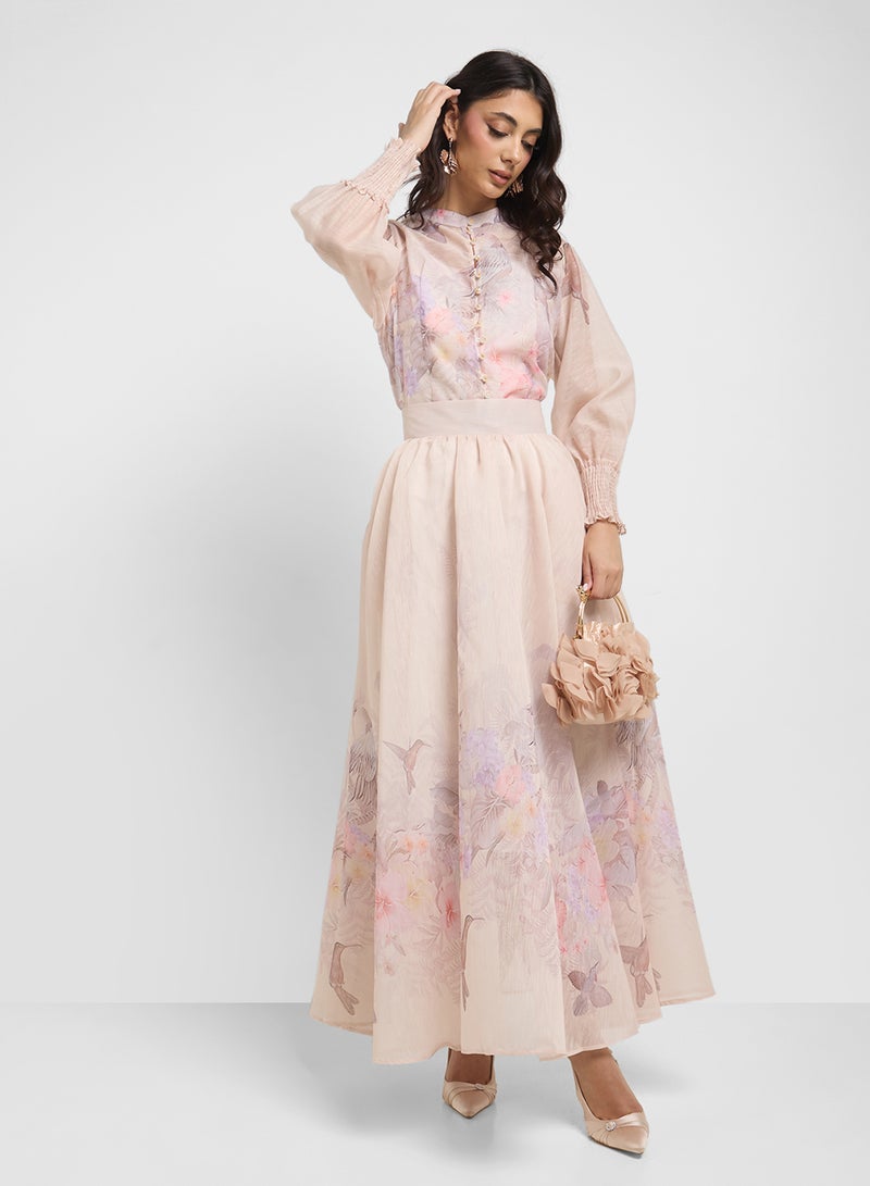 خزانة طقم بلوزة وتنورة بطبعة زهور - Image 5