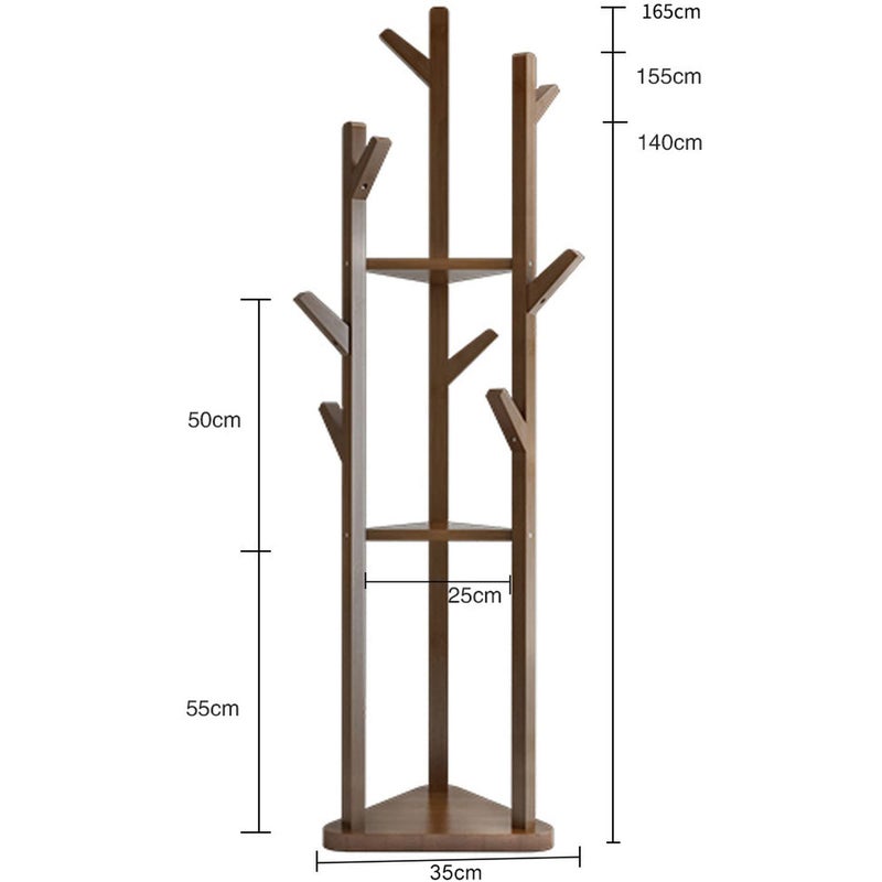 ZEPOLI ZEPOLI Sturdy Coat Rack with Hooks Free Standing Wooden Coat Purse Entryway Coat Hanger Stand Easy Assembly Hallway Entryway Room Home Office for Jackets Hats Bags Umbrella Walnut 925 - Image 2