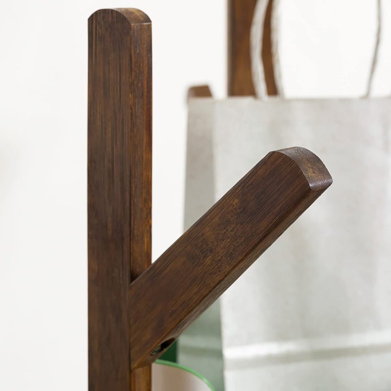 ZEPOLI ZEPOLI Sturdy Coat Rack with Hooks Free Standing Wooden Coat Purse Entryway Coat Hanger Stand Easy Assembly Hallway Entryway Room Home Office for Jackets Hats Bags Umbrella Walnut 925 - Image 3