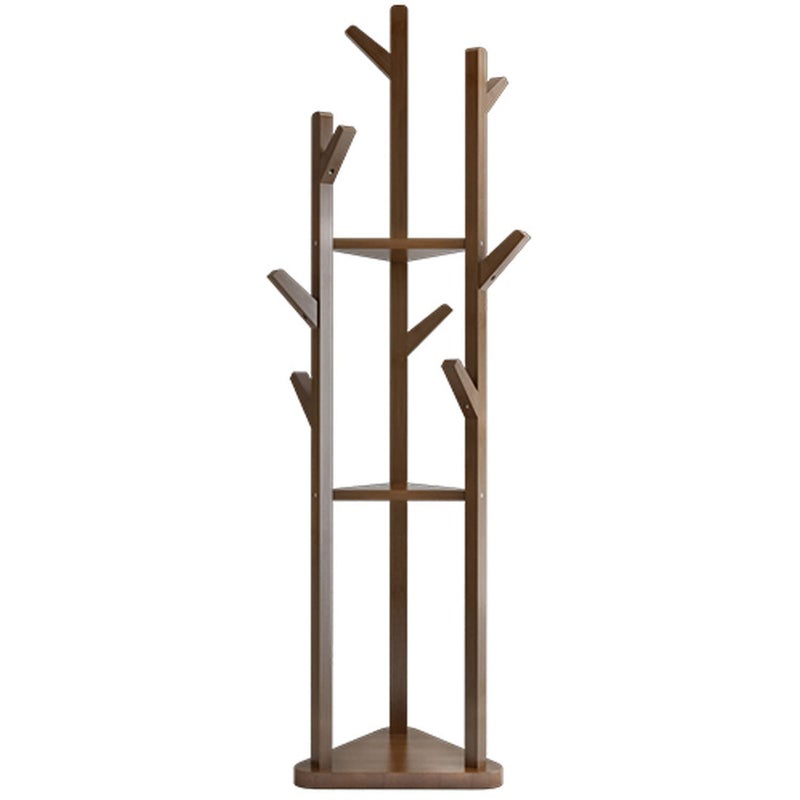 ZEPOLI ZEPOLI Sturdy Coat Rack with Hooks Free Standing Wooden Coat Purse Entryway Coat Hanger Stand Easy Assembly Hallway Entryway Room Home Office for Jackets Hats Bags Umbrella Walnut 925 - Image 1