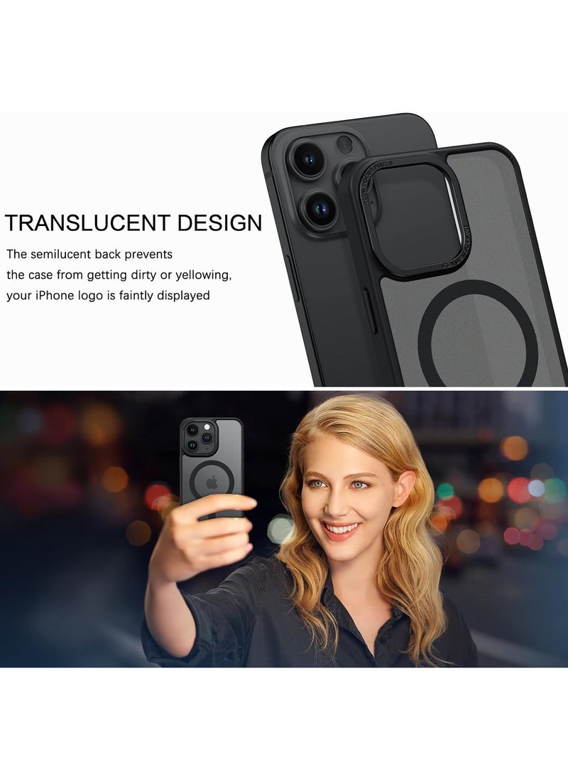 Generic - Magnetic Case for iPhone 13 Pro Max 6.7 Inch Case Translucent Matte Phone Case Slim Thin Shockproof Anti-Yellow Women Men Girls Boys Protective Cover (Black) - Image 1