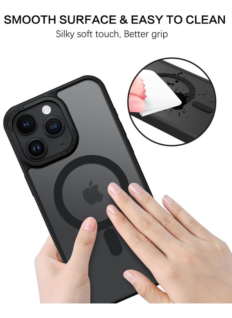 Generic - Magnetic Case for iPhone 13 Pro Max 6.7 Inch Case Translucent Matte Phone Case Slim Thin Shockproof Anti-Yellow Women Men Girls Boys Protective Cover (Black) - Image 1