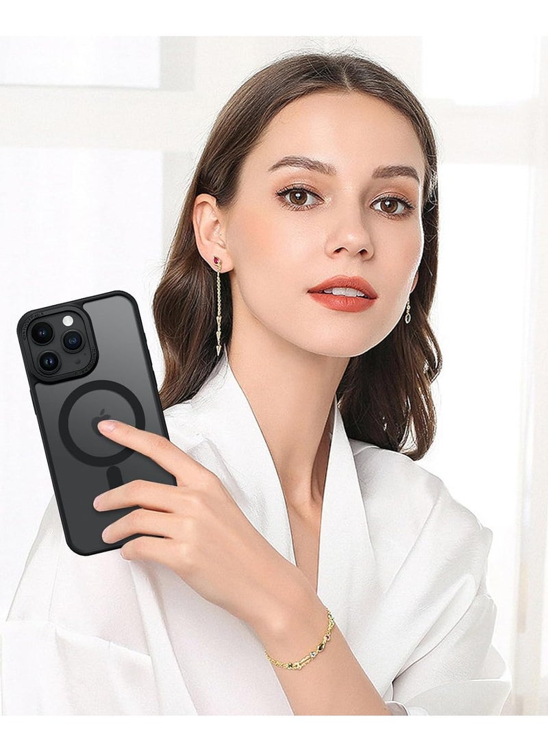 Generic - Magnetic Case for iPhone 13 Pro Max 6.7 Inch Case Translucent Matte Phone Case Slim Thin Shockproof Anti-Yellow Women Men Girls Boys Protective Cover (Black) - Image 1