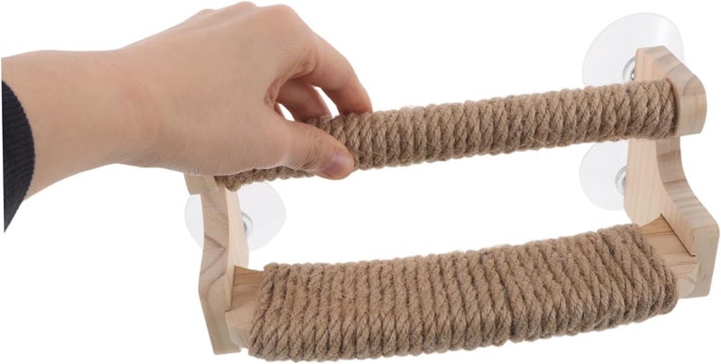 Kisangel Two-Layer Jute Rope Bird Perch Stand Sturdy Suction Cup Design for Cockatiels and Small Birds Wooden Hemp Rope Material for Indoor Home Use - Image 4