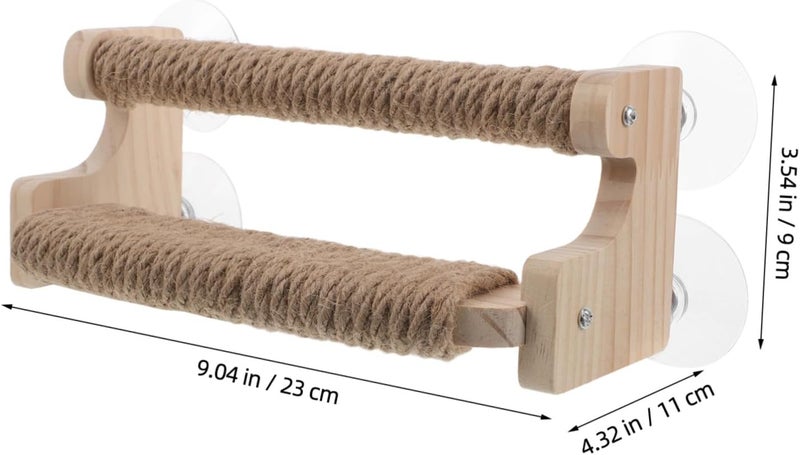 Kisangel Two-Layer Jute Rope Bird Perch Stand Sturdy Suction Cup Design for Cockatiels and Small Birds Wooden Hemp Rope Material for Indoor Home Use - Image 2