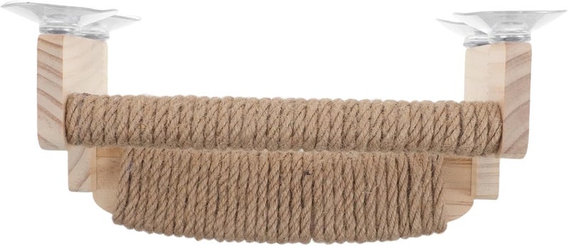 Kisangel Two-Layer Jute Rope Bird Perch Stand Sturdy Suction Cup Design for Cockatiels and Small Birds Wooden Hemp Rope Material for Indoor Home Use - Image 1