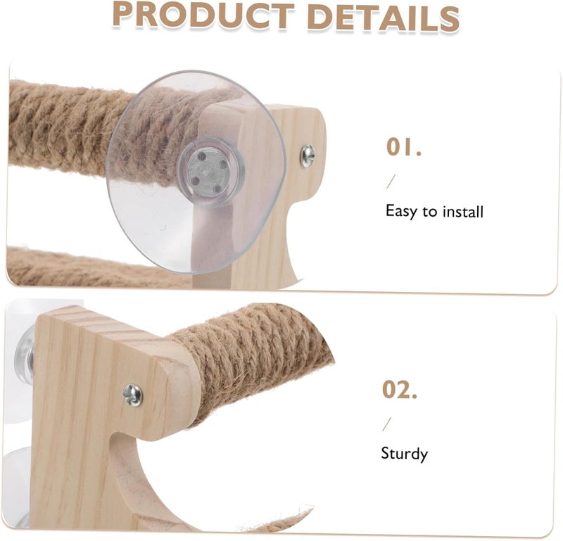Kisangel Two-Layer Jute Rope Bird Perch Stand Sturdy Suction Cup Design for Cockatiels and Small Birds Wooden Hemp Rope Material for Indoor Home Use - Image 3