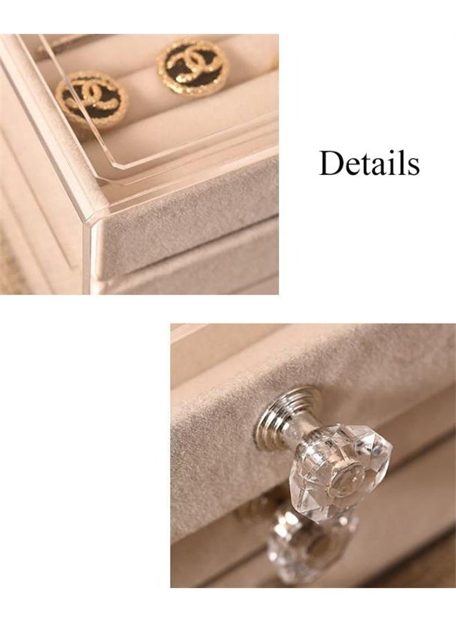 HOMESTAR Acrylic Jewelry Organizer Box with 3 Drawers, Clear Jewelry Boxes for Women Earring, Rings, Bangle Bracelet and Necklace Holder, Beige - Image 4