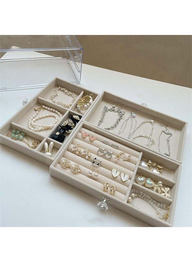 HOMESTAR Acrylic Jewelry Organizer Box with 3 Drawers, Clear Jewelry Boxes for Women Earring, Rings, Bangle Bracelet and Necklace Holder, Beige - Image 3