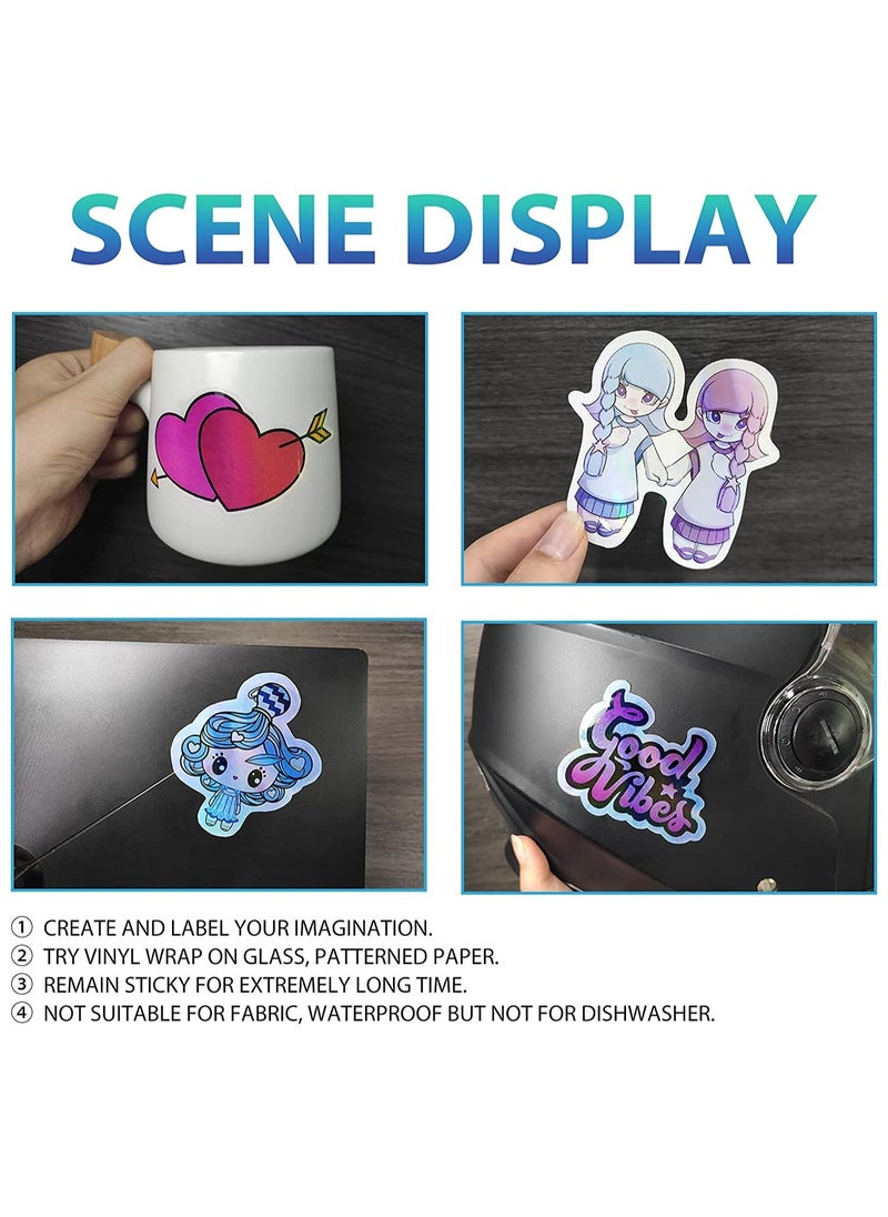 Y&D 20 pcs Holographic Sticker Paper Clear for Ink jet Printer Dries Quickly Waterproof Rainbow Vinyl 8.5 x 11 Inches  - Image 2