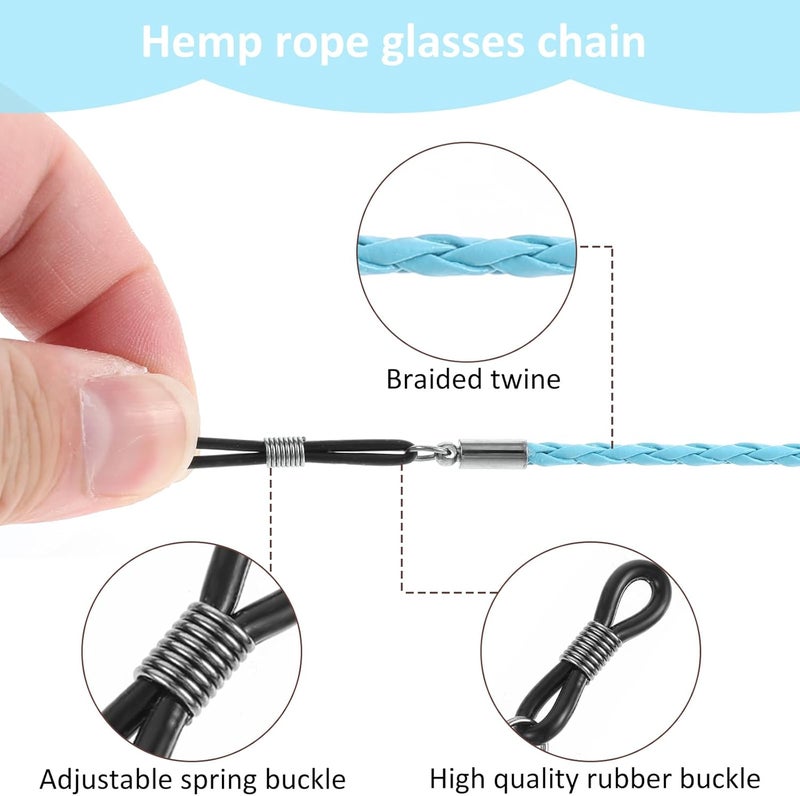 Amabro Global upgraded practical design Amabro Pack of 4 leather glasses straps, multi-coloured glasses holder lanyards, glasses chain for men and women, glasses strap holder, braided accessory chain around the neck Multi-demand satisfied design - Image 4