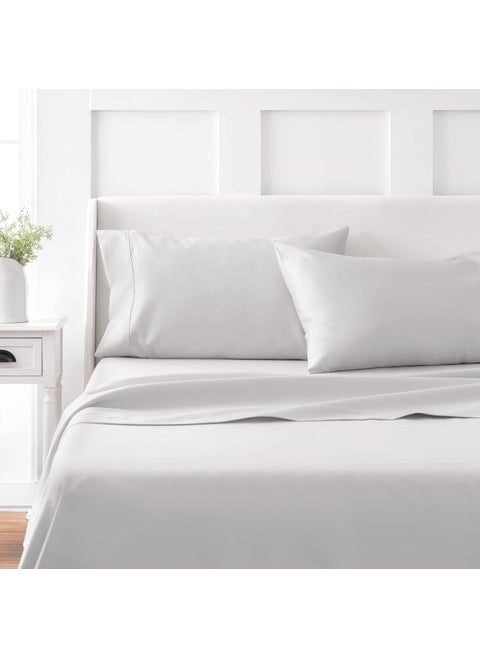 MARTHA STEWART 100 Cotton King Sheet Set  4 Piece Soft Smooth Durable Easy Care 16 Deep Pocket Sheets Bedding Sheets Sateen Sheets 1 Flat 1 Fitted 2 Pillowcases Gray