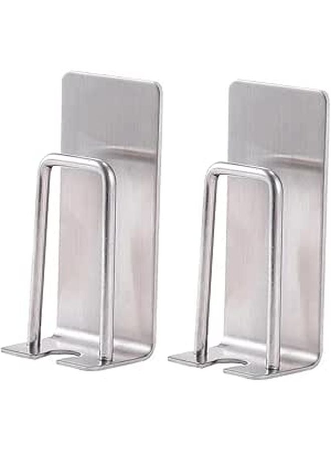 Stainless Steel Adhesive Wall Mounted Toothbrush Holder 2 Pack No Drill Bathroom Storage Rack - Image 1
