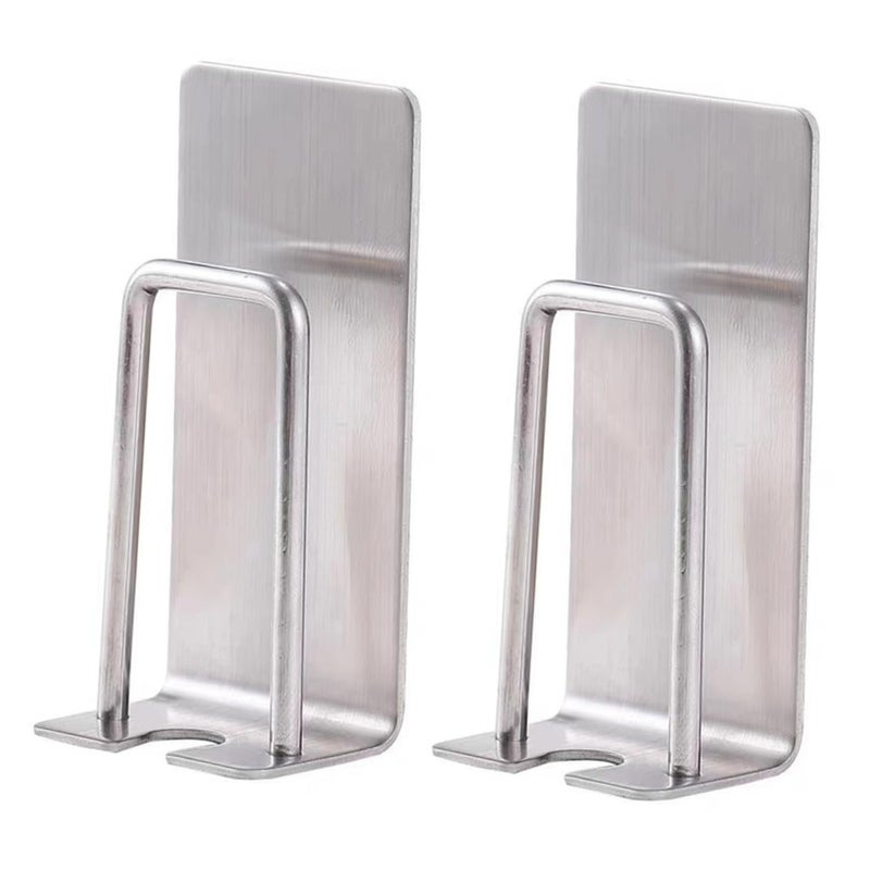 Stainless Steel Adhesive Wall Mounted Toothbrush Holder 2 Pack No Drill Bathroom Storage Rack - Image 2