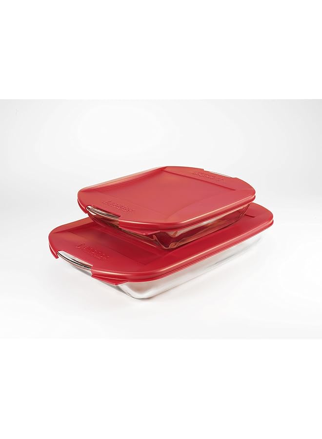 أنكور هوكينغ صينية خبز مستطيلة سعة 3 كوارت مع أغطية متداخلة، مجموعة من 3 قطع - Image 3