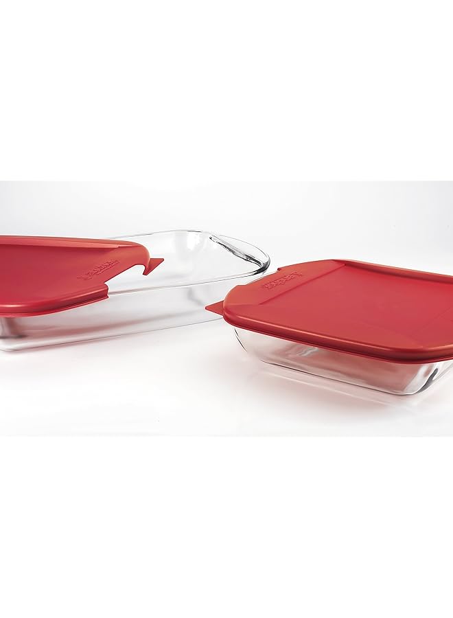 أنكور هوكينغ صينية خبز مستطيلة سعة 3 كوارت مع أغطية متداخلة، مجموعة من 3 قطع - Image 2