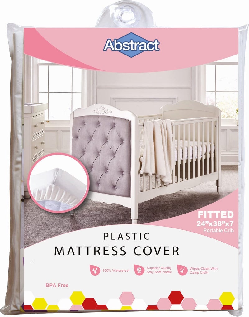Abstract Waterproof Mattress Cover - Heavy Duty Vinyl Plastic Bed Crib Protective Fitted  100 GSM PVC  24 x 38 x 6
