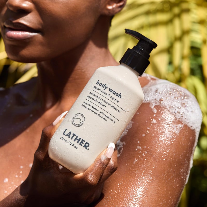 LATHER غسول الجسم من لاثير بالصبار والصبار الصحراوي | ترطيب وانتعاش للعناية بالبشرة | خالي من البارابين والكبريتات | تنظيف لطيف مع رائحة منعشة | مناسب لجميع أنواع البشرة | 12 أونصة - Image 3