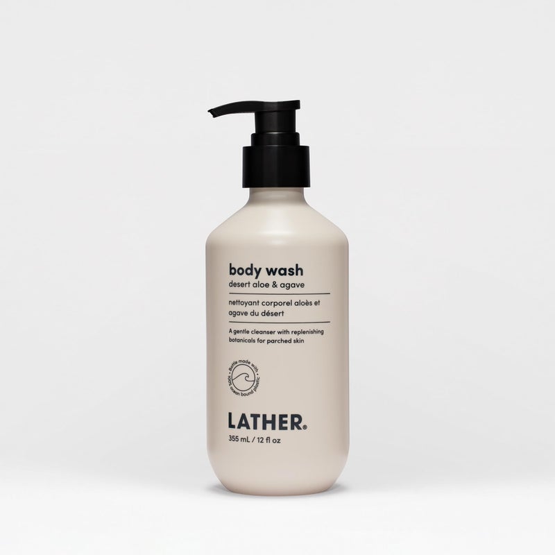 LATHER غسول الجسم من لاثير بالصبار والصبار الصحراوي | ترطيب وانتعاش للعناية بالبشرة | خالي من البارابين والكبريتات | تنظيف لطيف مع رائحة منعشة | مناسب لجميع أنواع البشرة | 12 أونصة - Image 1