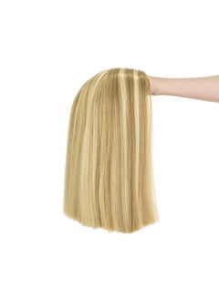 SWACC SWACC 12 Inch Short Length Straight Middle Part Hair Wig Synthetic Heat Resistant Wigs for Women with Wig Cap (Dirty Blonde Highlights)  - Image 5