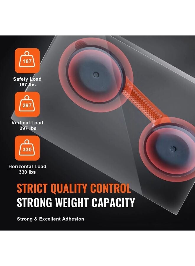 2PCS Glass Suction Cups, Heavy Duty Aluminum Vacuum Plate Handle Glass Holder Hooks to Lift Large Glass, Moving Glass, Window Floor Gap Fixer Tile Lifter Dent Pulle (Orange) - Image 3