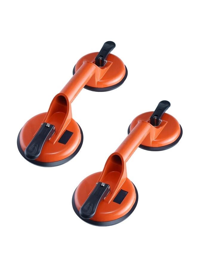 2PCS Glass Suction Cups, Heavy Duty Aluminum Vacuum Plate Handle Glass Holder Hooks to Lift Large Glass, Moving Glass, Window Floor Gap Fixer Tile Lifter Dent Pulle (Orange) - Image 1