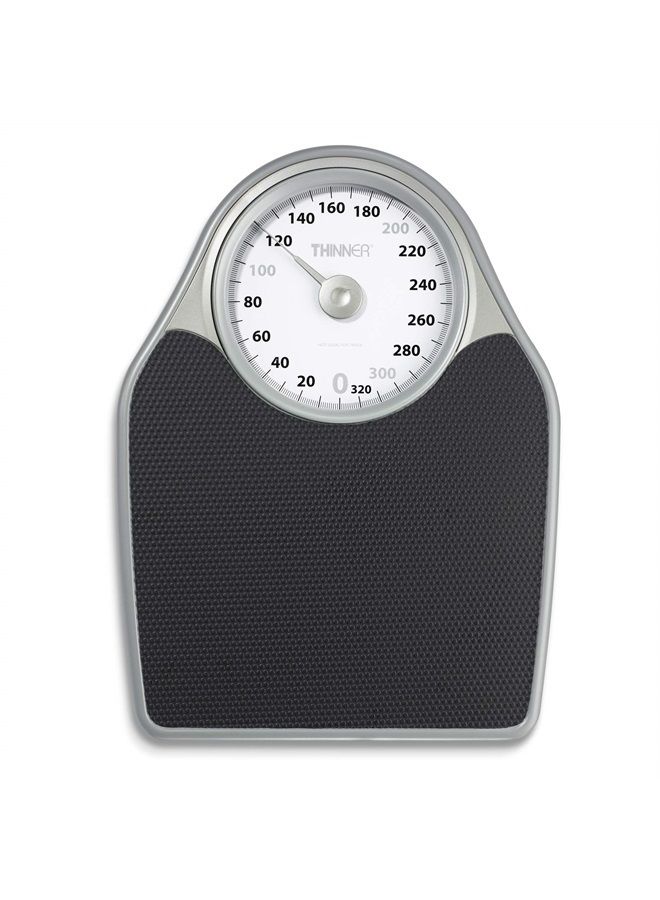 CONAIR ميزان الحمام ثينر من كونير لقياس وزن الجسم، ميزان تناظري كبير جداً يقيس الوزن حتى 330 رطل باللون الأسود - Image 1