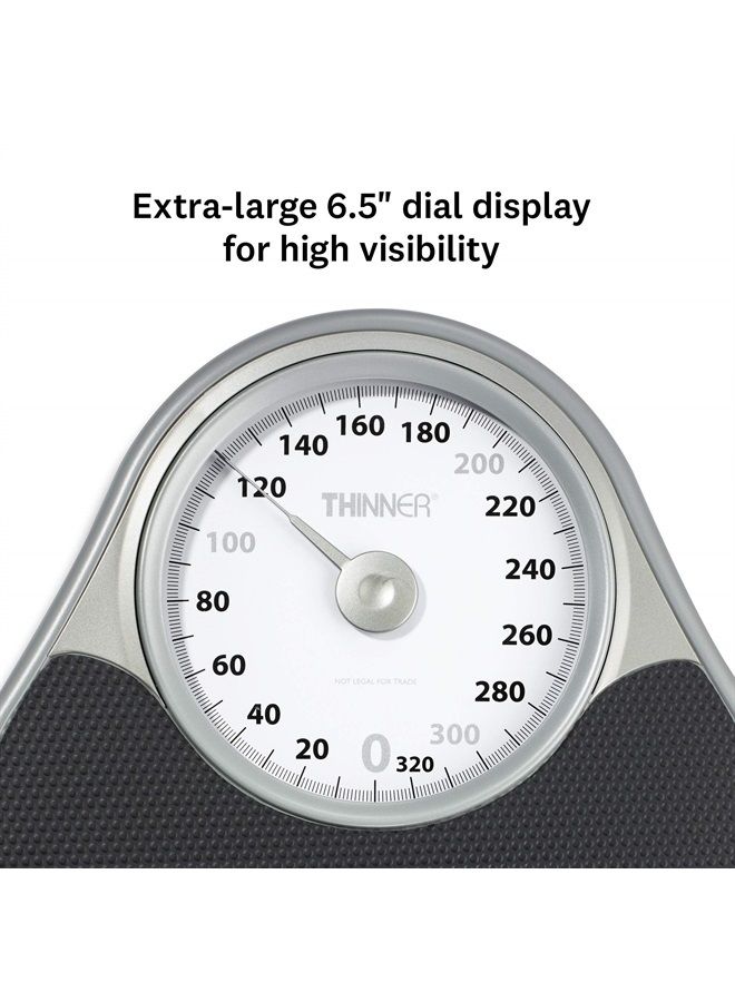 CONAIR ميزان الحمام ثينر من كونير لقياس وزن الجسم، ميزان تناظري كبير جداً يقيس الوزن حتى 330 رطل باللون الأسود - Image 2