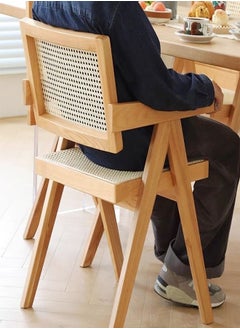 fashionhome 1-piece Multifunction Modern Household Ergonomic Armrest Side Upholstered Rattan Comfortable Support Backrest Accent Retro Chair for Office Hall Living Room Garden Balcony Poolside 51.5x54x80.5cm  - Image 1