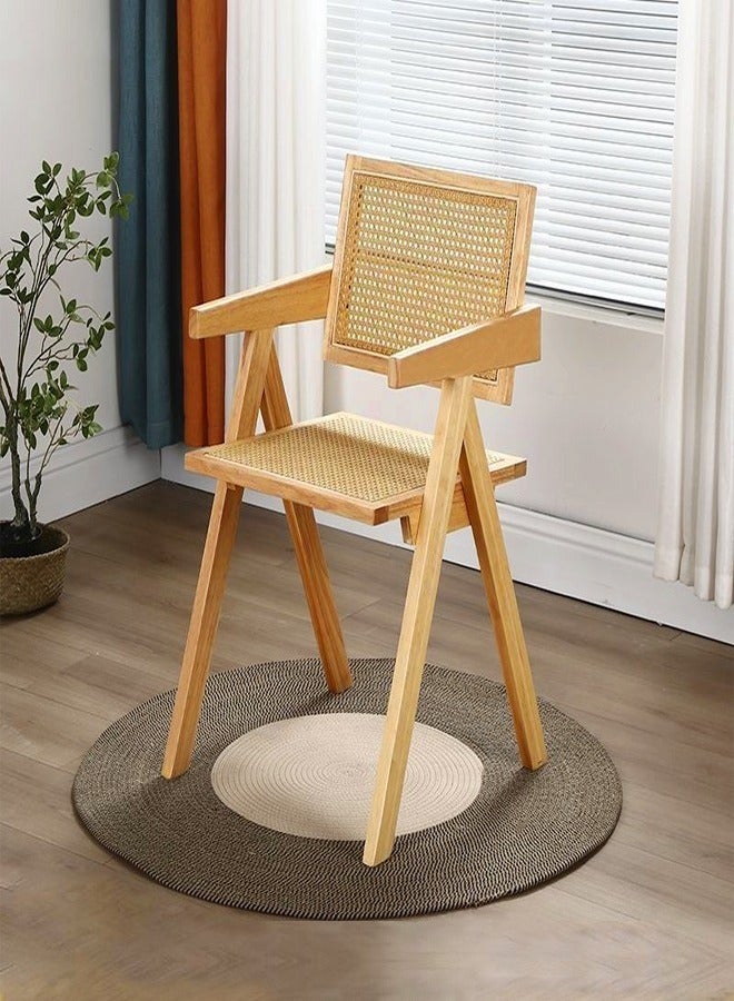 fashionhome 1-piece Multifunction Modern Household Ergonomic Armrest Side Upholstered Rattan Comfortable Support Backrest Accent Retro Chair for Office Hall Living Room Garden Balcony Poolside 51.5x54x80.5cm  - Image 2