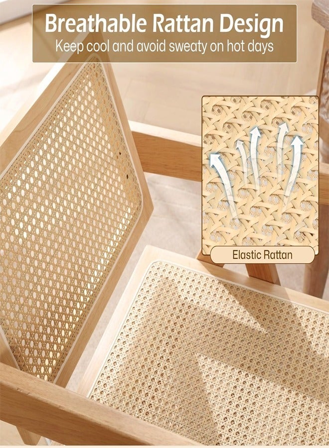 fashionhome 1-piece Multifunction Modern Household Ergonomic Armrest Side Upholstered Rattan Comfortable Support Backrest Accent Retro Chair for Office Hall Living Room Garden Balcony Poolside 51.5x54x80.5cm  - Image 3